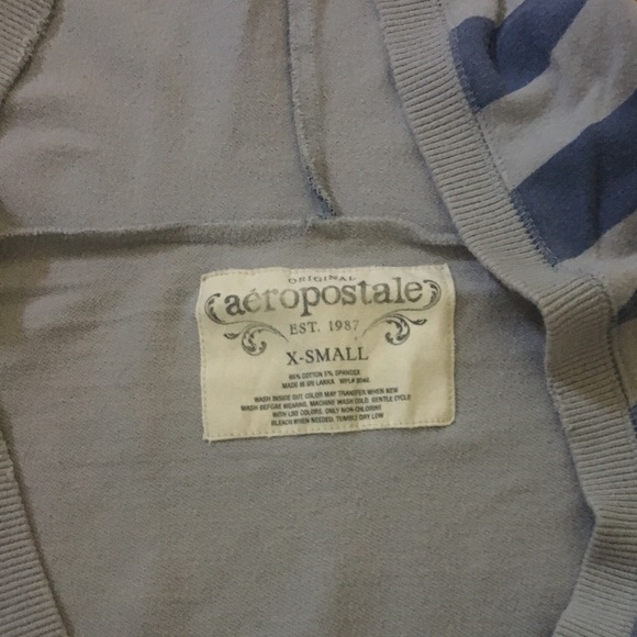 Aeropostale Striped V Neck with Hood - Picture 2 of 2